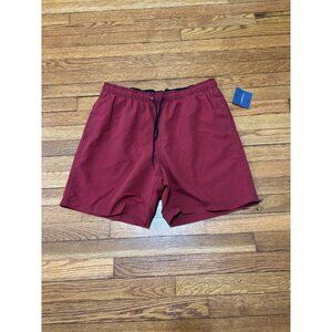 Croft & Barrow Men's Swim Trunks Size Large Red Built in Brief Bathing Suit NWT